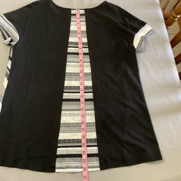 Chico’s Zenergy Back Striped Short Sleeve Tee Foiling on Front - Size … - Picture 8 of 11